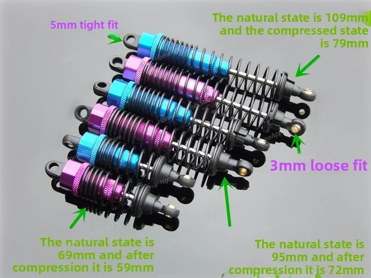 Metal Hydraulic Shock Absorber Large Foot Truck 1:10 Off-road Vehicle 94111 94108 94188 Length 109MM