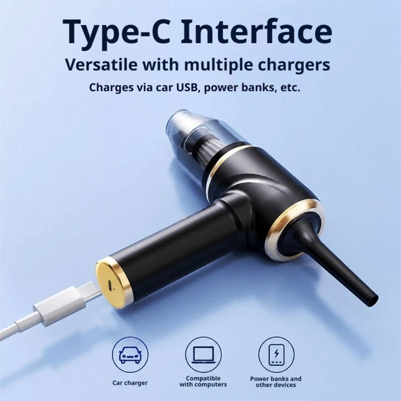 Rechargeable Handheld Car Vacuum, ABS Interior Cleaner for Upholstery, Mats, Crevices and Console Dust Removal X37F