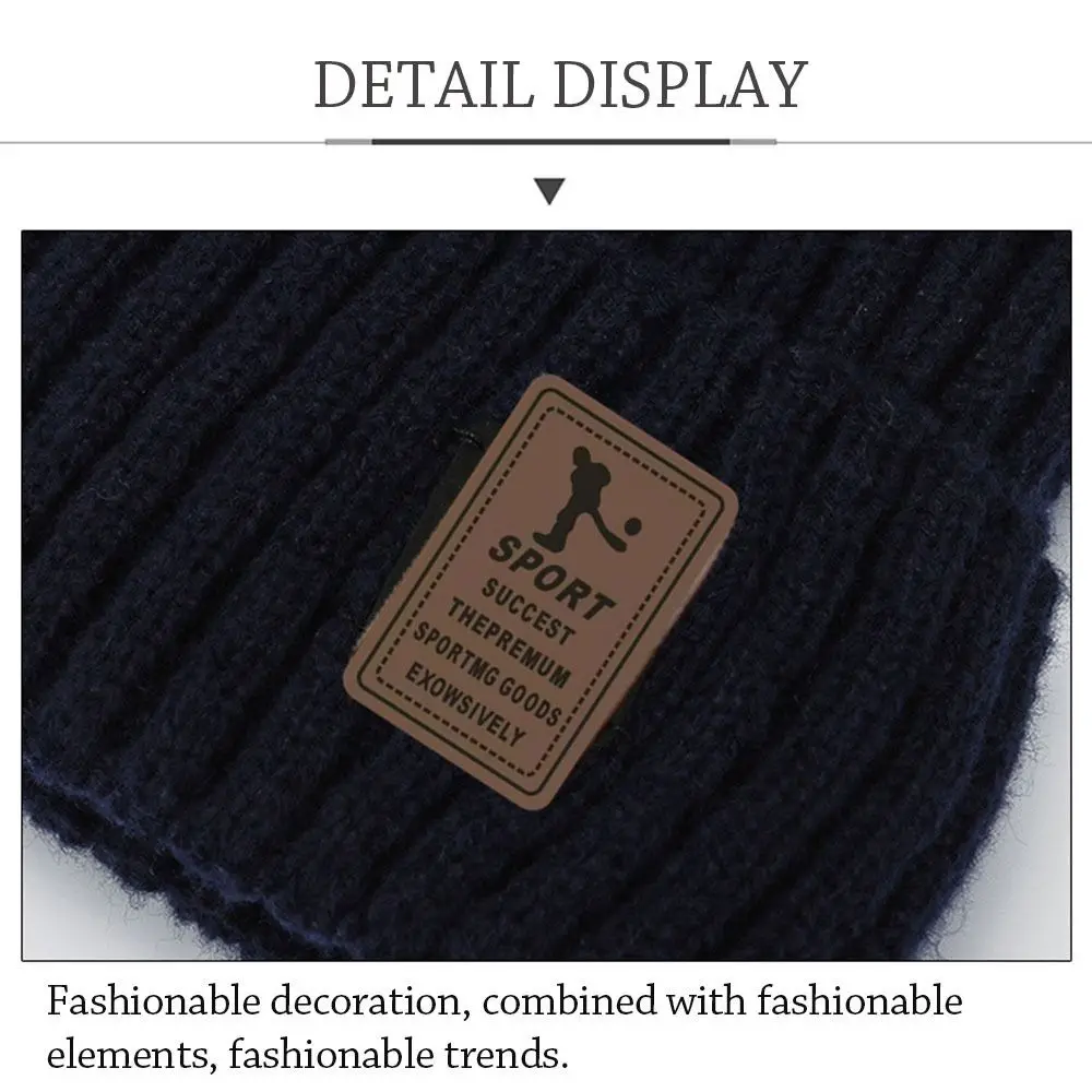 

Winter Soft Knitted Hat Windproof Fleece-Lined Beanies Hat Warm Thick Earmuffs Cap Men
