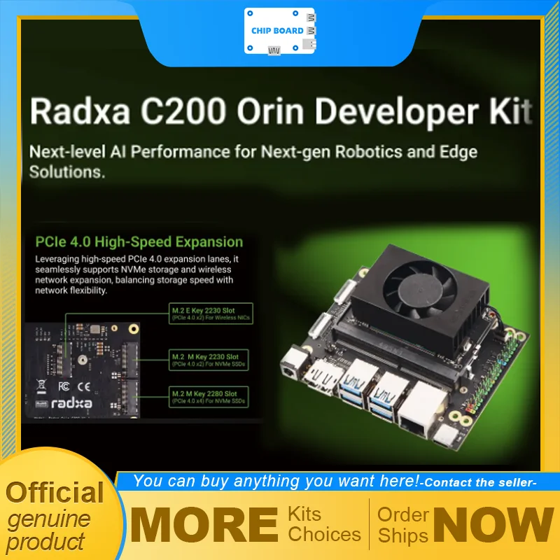 

Radxa C200 Development Board, NVIDIA Orin Series AI SoC, Embedded Edge Computing Developer Kit Platform