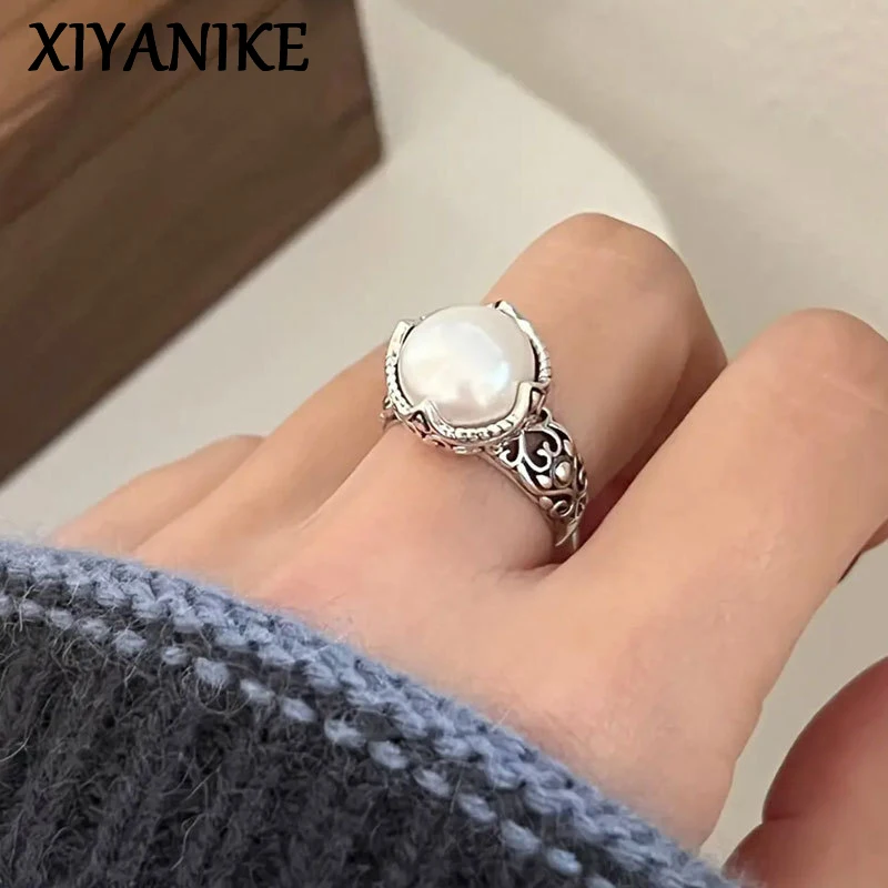 

XIYANIKE Hollow Carved Pearl ​​Adjustable Open Rings For Women Fashion New Jewelry Gift Party Wedding Wholesale anillos