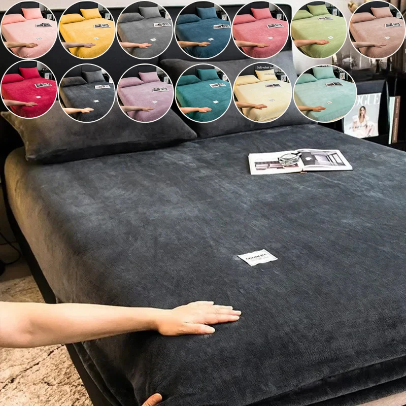 

New 1PC Milk Fleece Bedding Sheets,Dust Cover, Soft and Comfortable Mattress Cover Bedding (Pillowcases Not Included) 크리스털 털 삿갓