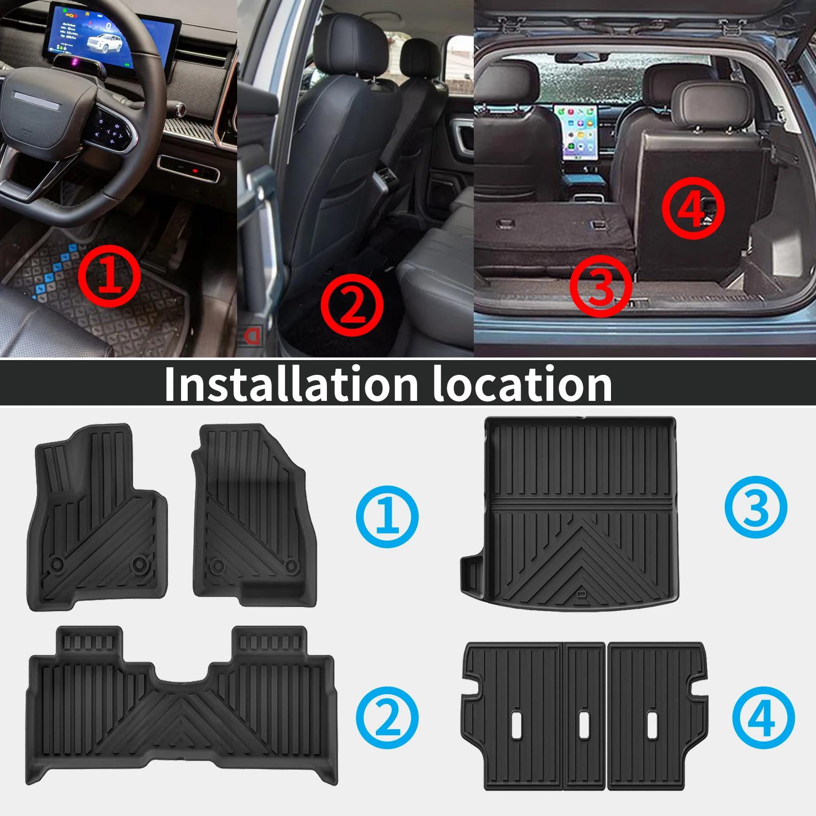 TPE Car Mats for Jaecoo J7 2023-2025 Non-Slip Eco-Friendly Easy To Clean Custom Fit Floor Mats  All Weather Accessories