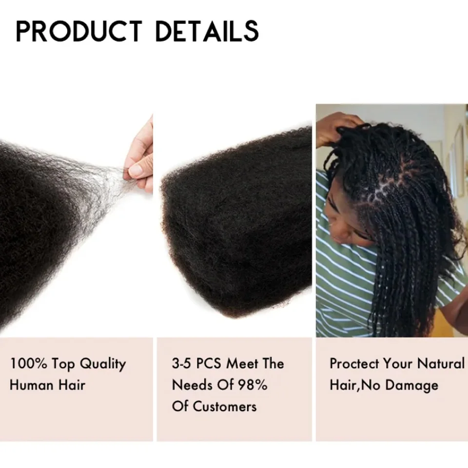 Przedłużanie włosów Afro Kinky Bulk Braiding – Rebecca Fashion Lekkie, naturalne kolory do afrykańskich warkoczy i codziennego noszenia