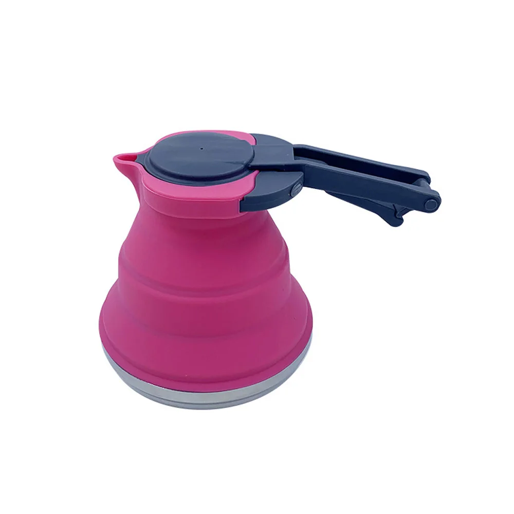 Creative Portable Silicone Kettle Outdoor Silica Gel Folding Coffee Compres sion Leak Proof Travel   Camping Kettle 1500ML