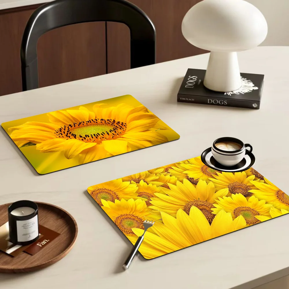 Sunflower Super Absorbent Coffee Mat Dish Draining Mat Large Kitchen Drying Mat Quick Dry Bathroom Drain Pad Kitchen