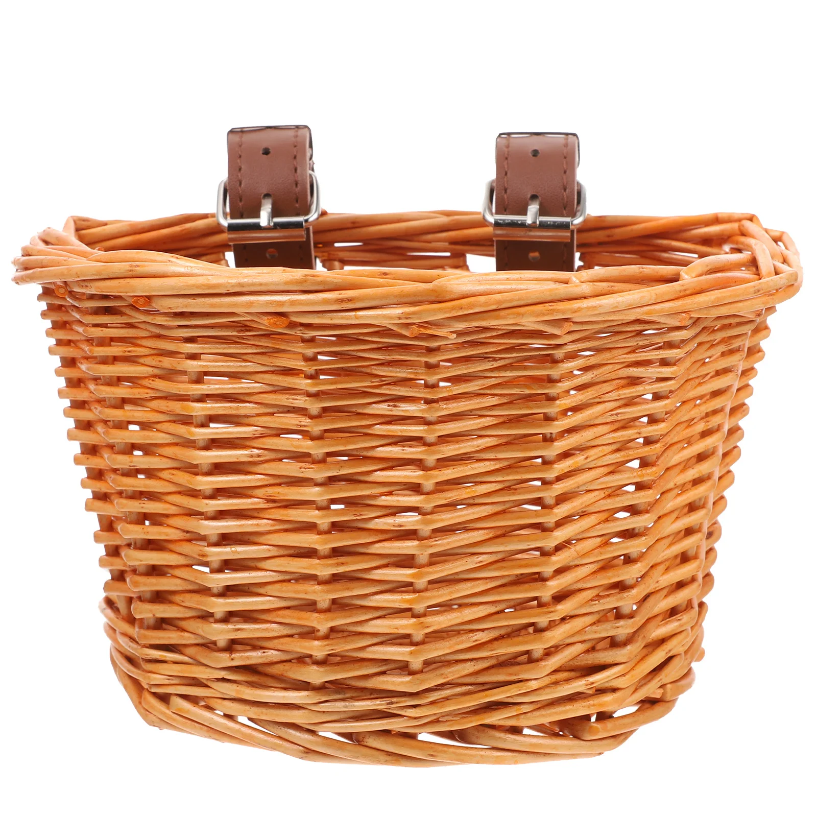 Cesta de bicicleta infantil em formato de d, tamanho pequeno, artesanal, vime de salgueiro natural, destacável, cesta de armazenamento para guidão dianteiro para exterior