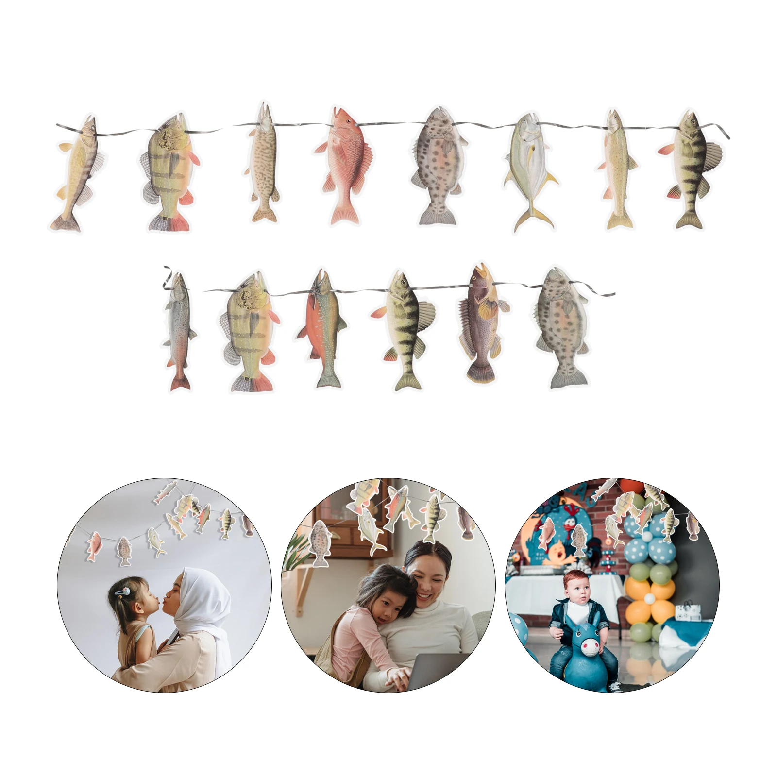 

Fish Theme Birthday Banner Party Decorations Paper Hanging Fishing Themed Wall Ornament Easy Install For