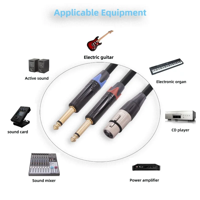 1/2/3M Audio Konverter Adapter Professionelle Männliche XLR Zu Dual 6,35mm TS Mono Stecker Kabel Zubehör für Mic Mixer Verstärker