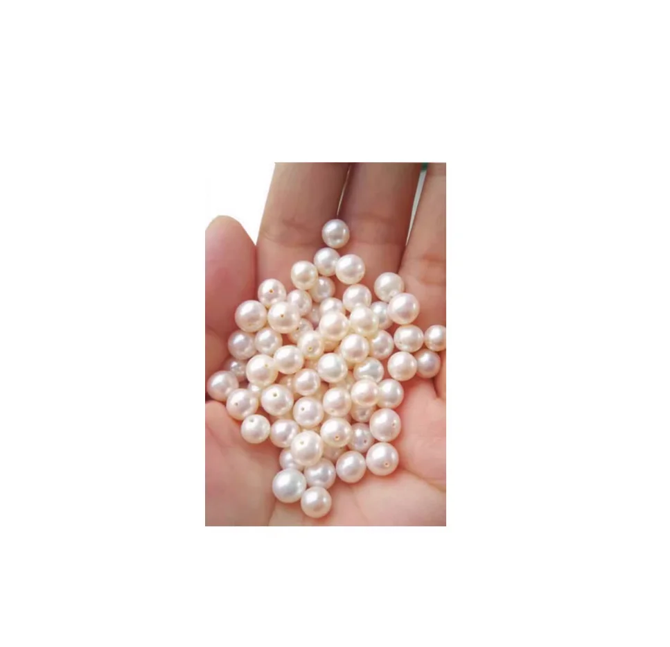 

Vintage White Sea Cultured Pearl / 10 Pcs Pearls / Full Drilled / 7-8mm