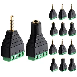 5/20/100PCS 4-polige 3,5 mm stereoconnector AV Balun-aansluitblok Mannelijke plug Vrouwelijke jack naar 4-schroef Dubbele spoor Vrouwelijke terminal
