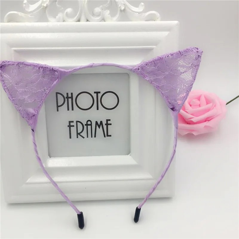 MOONBIFFY 1 قطعة جديد الصيف نمط الفتيات الدانتيل القط الأذن عقال هيرباند الأميرة إكسسوارات الشعر أغطية الرأس مثير رباط شعر لطيف