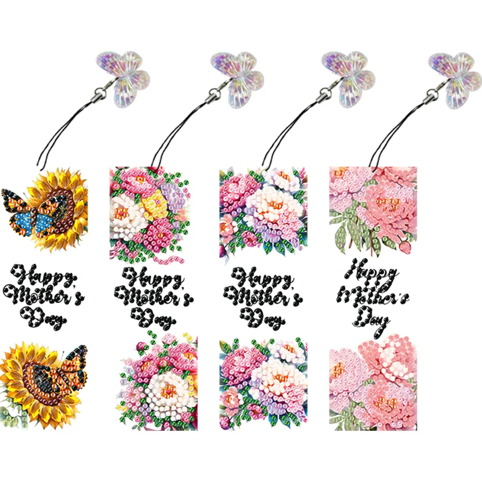 

4Pcs Mother s Day Special Shape Diamond Art Bookmark with Pendant for Book Lover