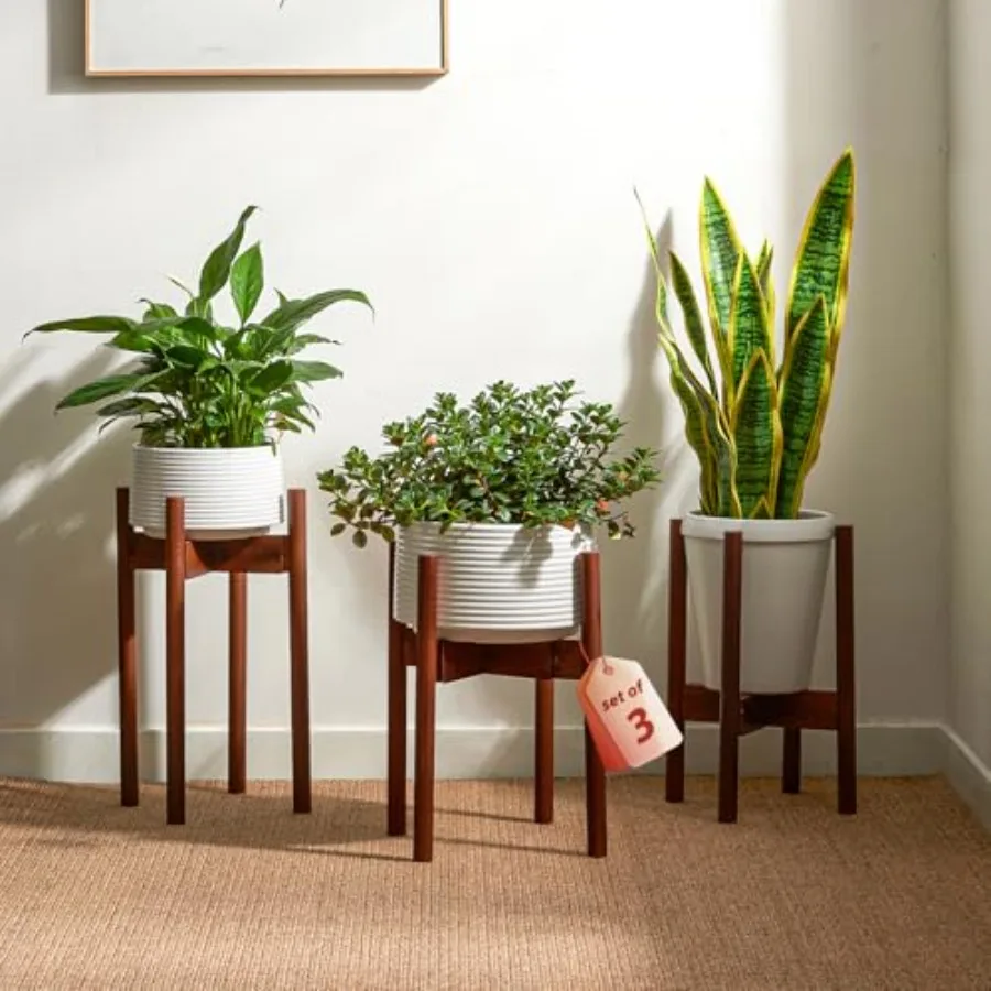 

Adjustable Plant Stand door, Bamboo Plant Holder 8 to 12 ch, 3 Pack Floor Plant Stand for Livg Room Balcony Bedroom