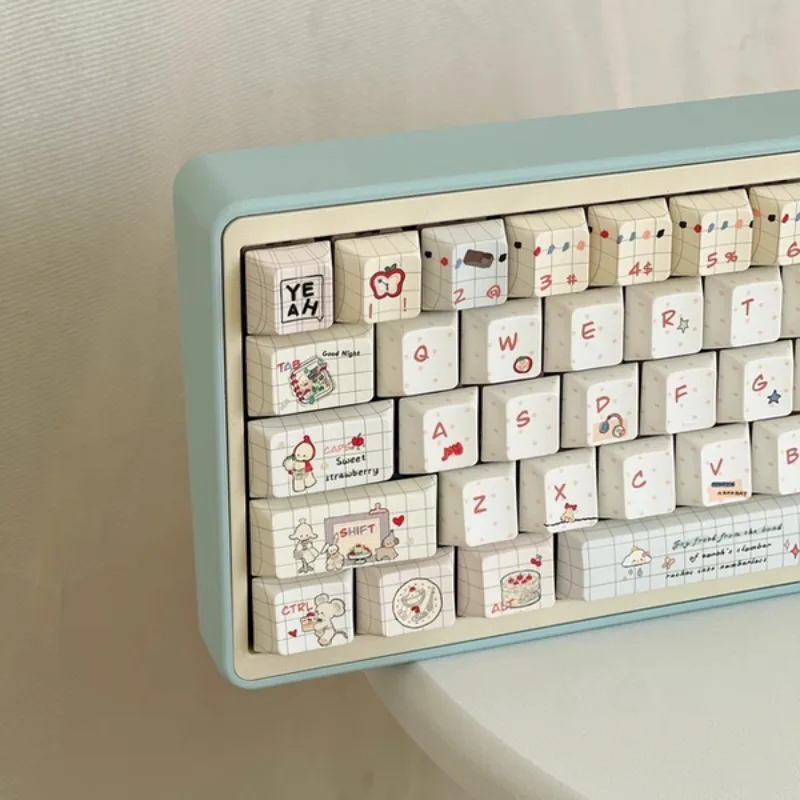 Happy LambTheme Keycaps Set Customization PBT Sublimation Cherry/SOAProfile Keyboard Cap forMechanical Keyboard Accessories