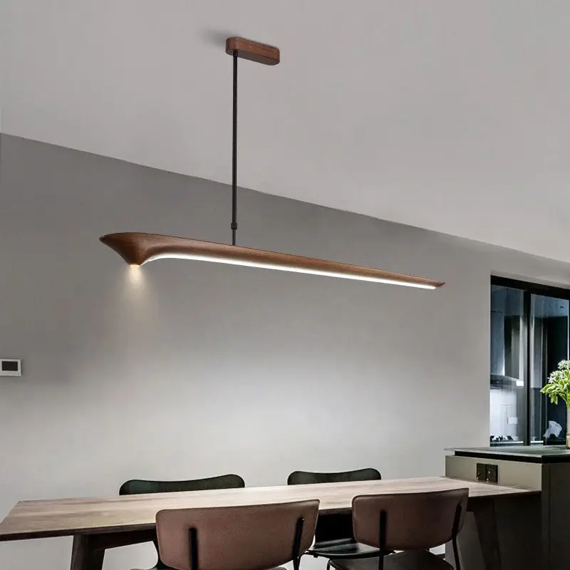 North American Black Walnut Solid Wood Restaurant Pendant Zen inspired lines, light luxury, creative lighting fixtures