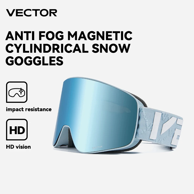 VECTOR marka dwuwarstwowe Anti Fog absorpcja magnetyczna cylindryczne gogle narciarskie UV400 mężczyźni kobiety okulary narciarskie Snowboard poc okulary