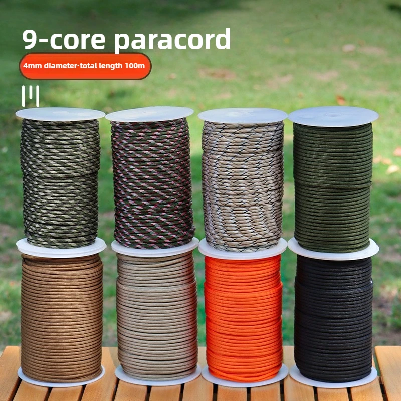 

1 roll of 100m/roll of 0.4mm outdoor camping 9-core 550 umbrella rope traction and bundling tent rope climbing rope nylon