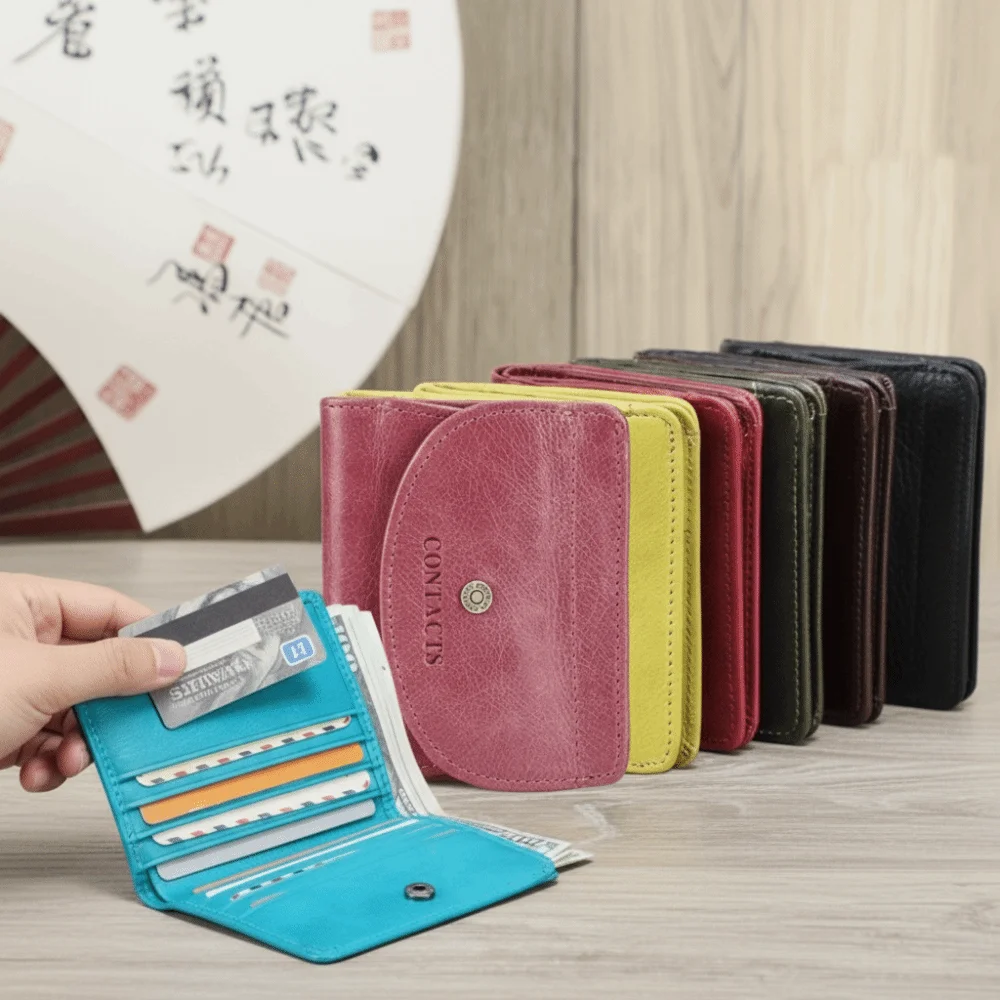 

Роскошный кошелек из натуральной кожи в стиле ретро, складной ультратонкий кошелек из воловьей кожи, портативный клатч большой емкости, мини-сумка для денег, подарок