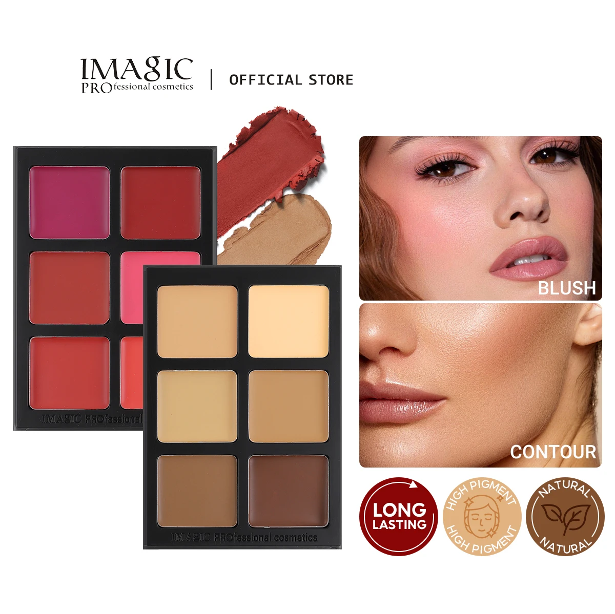 IMAGIC 12-kleuren papieren doos Blusher Plaat & Concealer Plaat Meerkleurig Crème Contour- en Markeerstift Palet Make-up Blush Gezicht