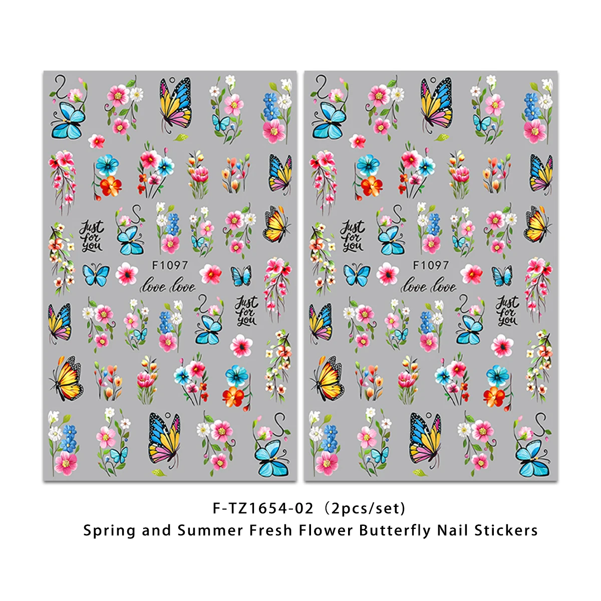 Frühlings- und Sommerblumen-Schmetterlings-Nagelsticker, einfach anzubringen für die Nageldekoration, zum Selbergestalten, als Geschenk, für Partys und zur Gestaltung von Make-up für Hochzeiten. – Detail 22