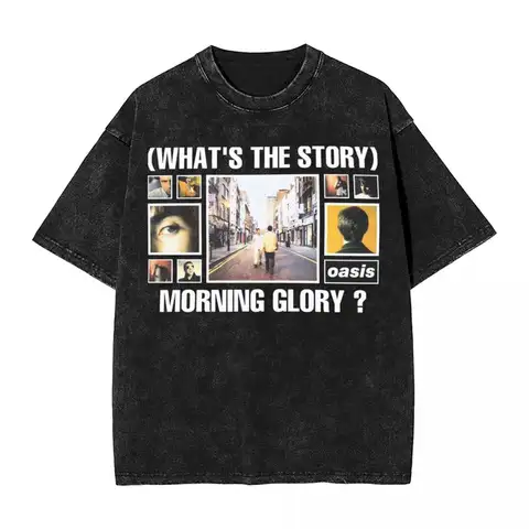 2025 Washed T Shirts O-Oasis Rock Band Men Women T-Shirt High Street British Music Albums Streetwear Cotton Printed Tops Tees