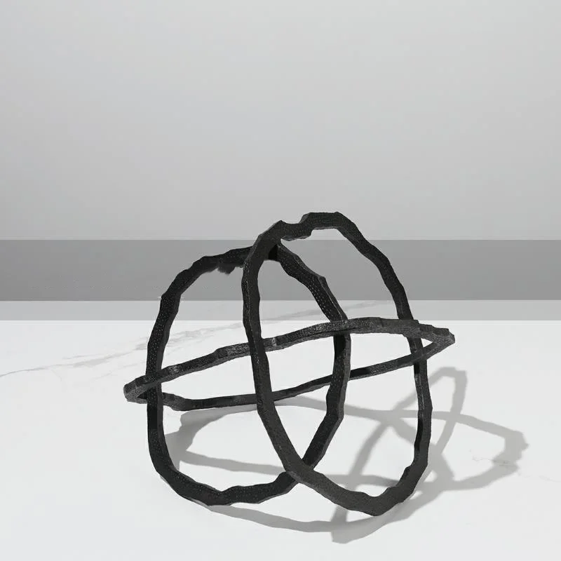 Modern Light Luxury Black Metal Geometric Ball Soft Decoration Living Room Sales Office Creative Handicraft Decoration Ornaments