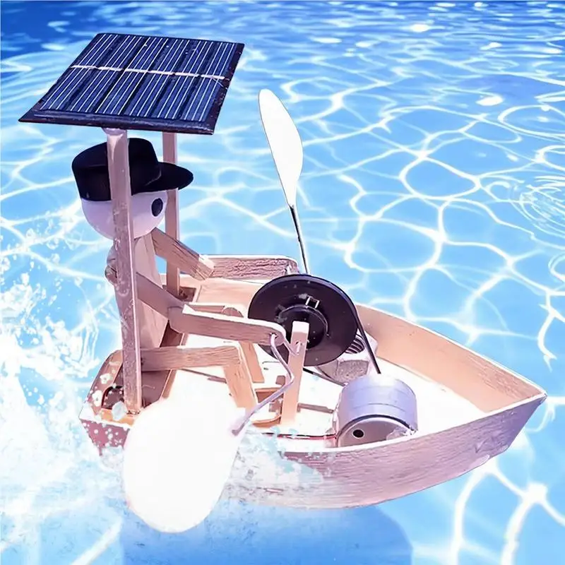 หุ่นยนต์พายเรือ Creative เรือพายเรือ Decor พลังงานแสงอาทิตย์สร้างสรรค์ไม้ตกแต่งการศึกษาเล่นน้ําหุ่นยนต์สําหรับ Ponds Gardens หลา