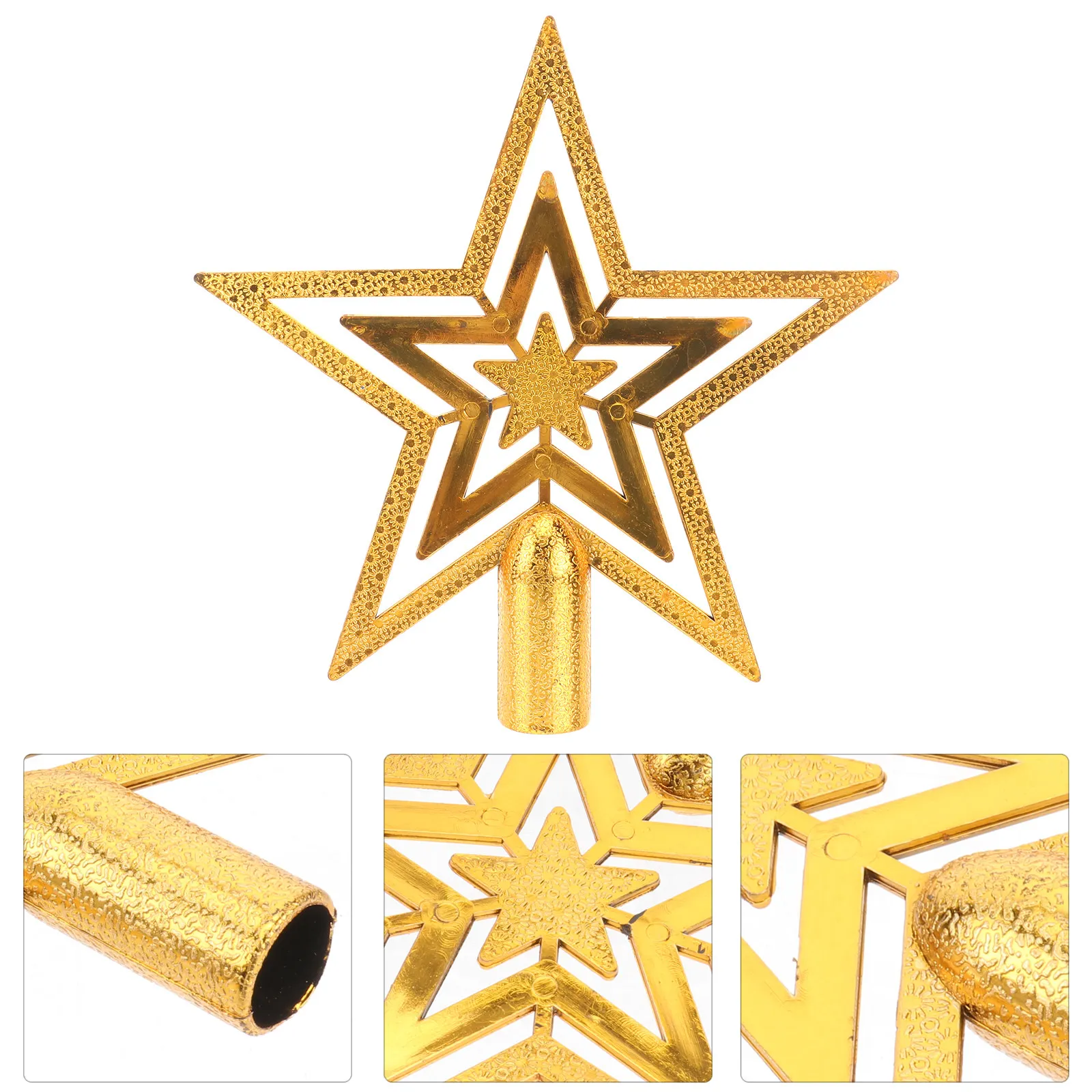 Star Tree Topper - 15 cm glanzende gouden ster kerstboomtopper