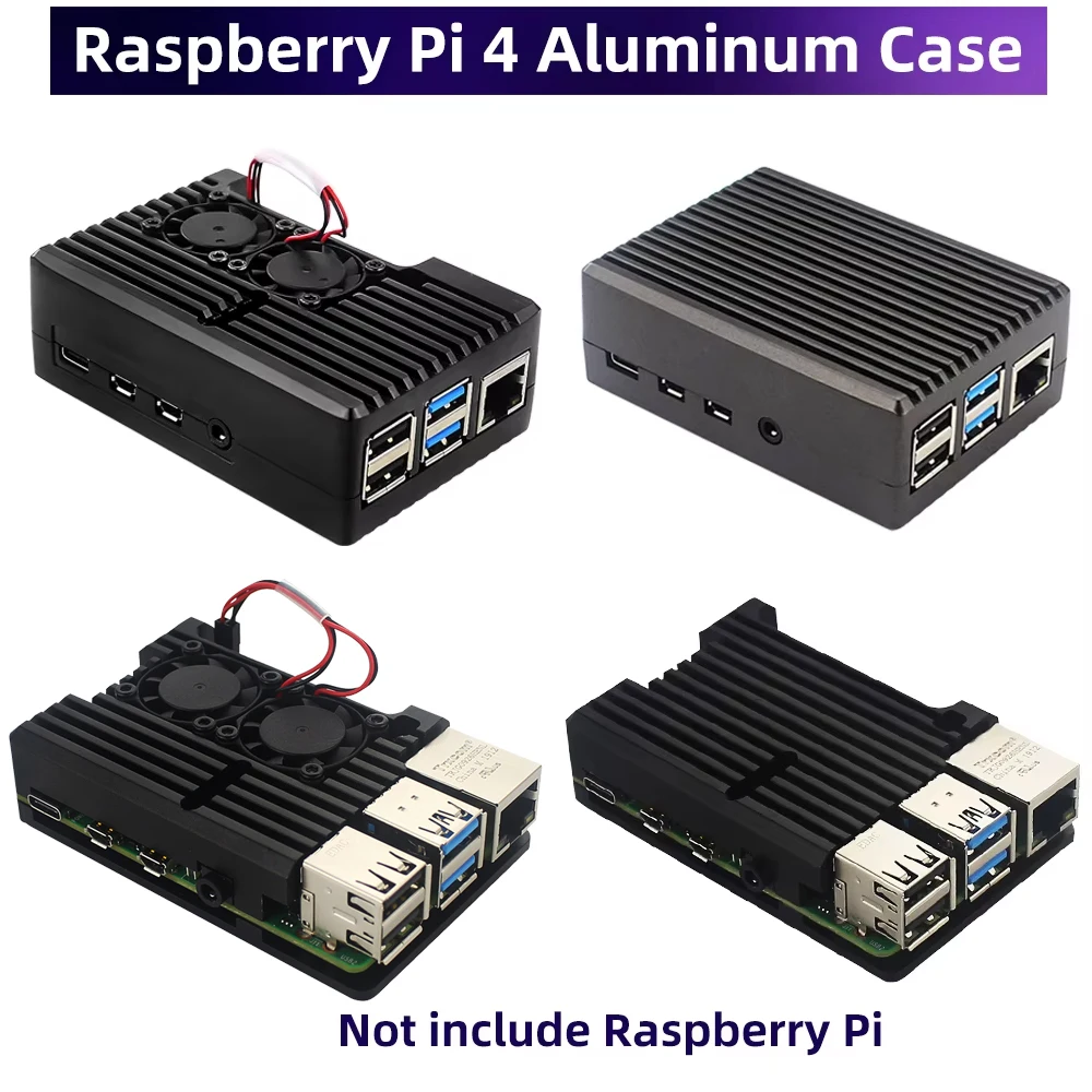 

Raspberry Pi 4 Armor Shell Aluminum Case with Dual Fan Active Passive Cooing Heatsinks Pads for Raspberry Pi 4 Model B