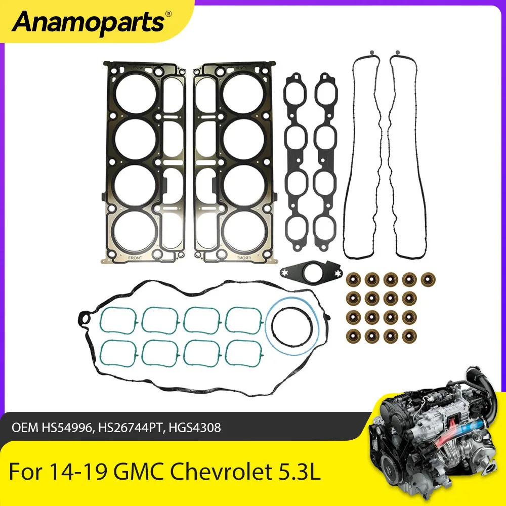 

Комплект прокладок головки двигателя подходит для GMC Yukon Sierra Chevrolet Silverado 1500 Suburban Tahoe 5.3L Gas 2014-2019 HGS4308