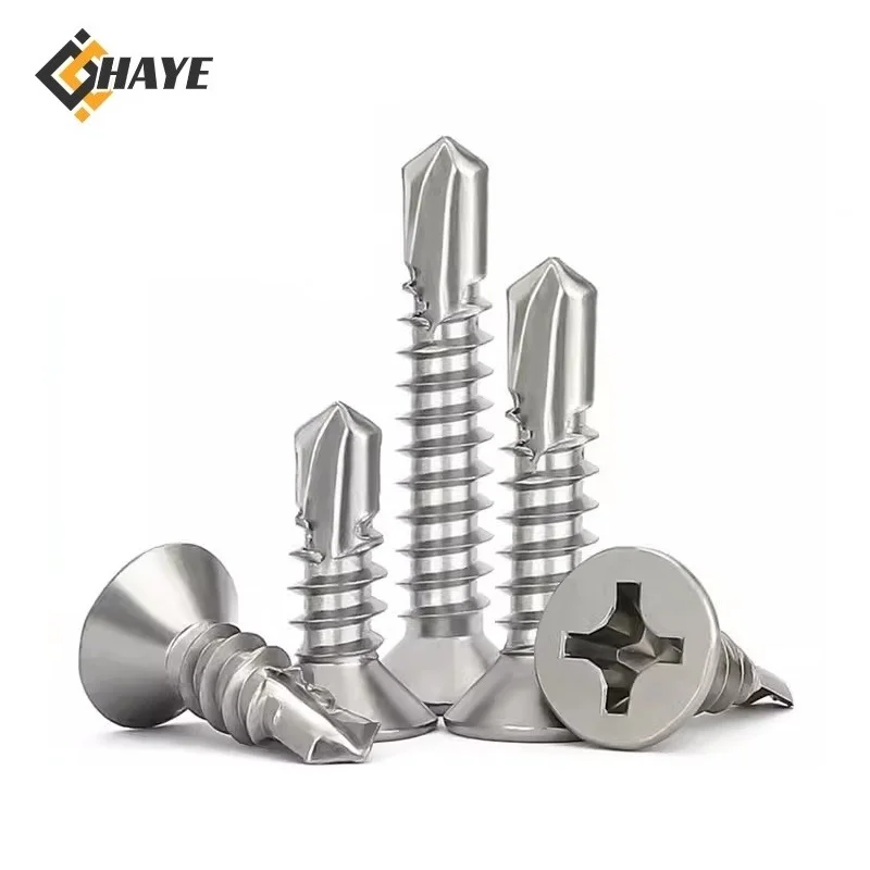 

M3.5 M3.9 M4.2 M4.8 M5.5 M6.3 Flat Head Cross Recessed Self Drilling Screws 410 Stainless Steel CSK Countersunk Tapping Screws