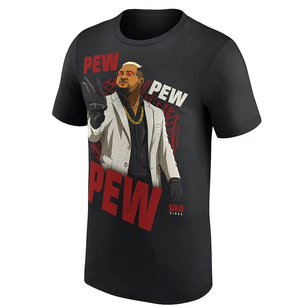 New Men's Black Solo Sikoa Cartoon T-Shirt Print Quick Dry Breathable Short Sleeve Tee Street Casual Plus Size T-Shirts