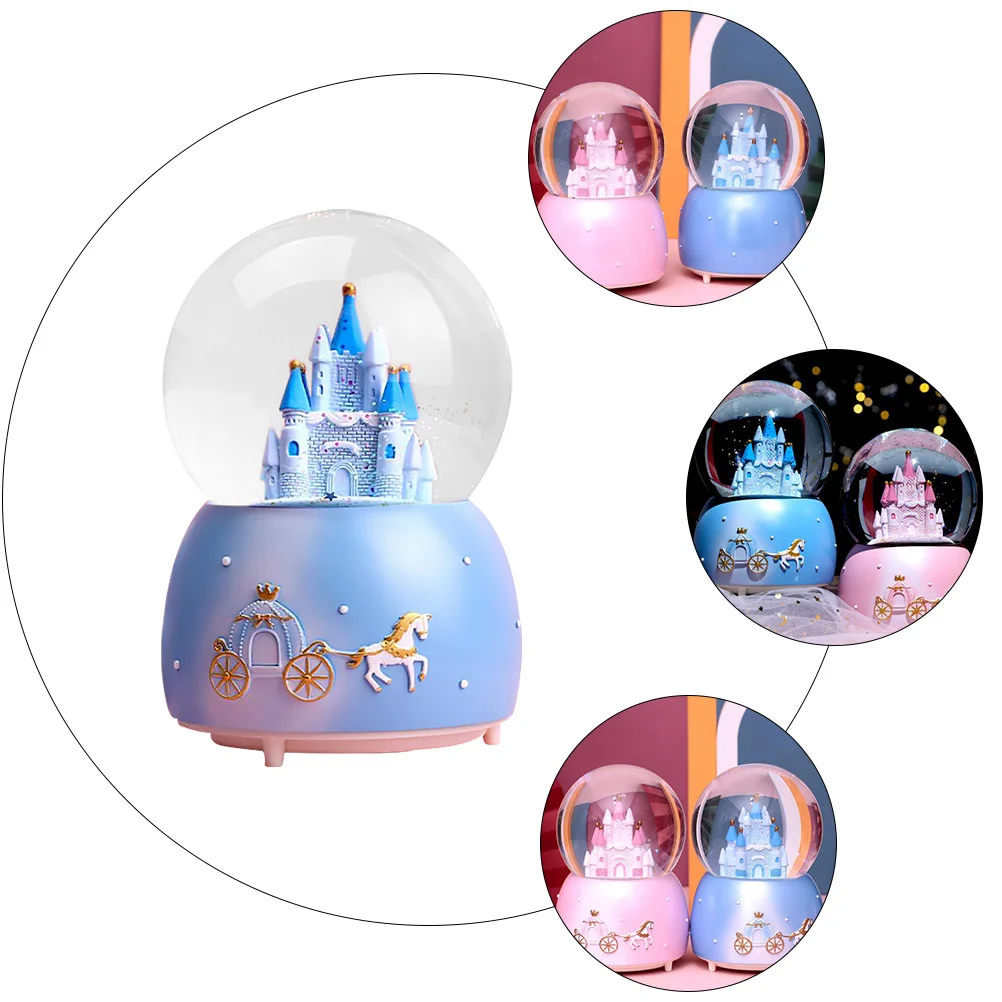 Castle Crystal Ball Music Snow Globe Table Globes Fairy Tale Snowfall Glass Gift for Party Desktop Ornament