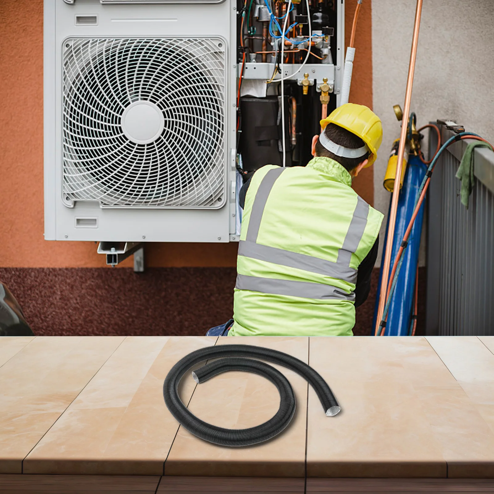 Aluminium Foil 25 Mm Air Intake Heating Duct Pipe, Stretchable Flame Retardant Hose For Webasto Diesel Heater