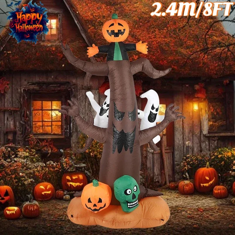 8FT Halloween Aufblasbare Spielzeuge Kürbis Kopf Baum Dekoration Party Outdoor mit LED Lichter Dekore Hof Garten Rasen Horror Requisiten