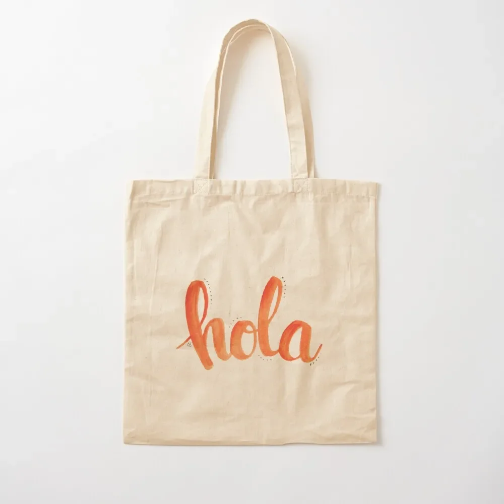 

Hola - Bright Orange Cursive Script Text Tote Bag Portable shopping bag Large bags for women Tote Bag