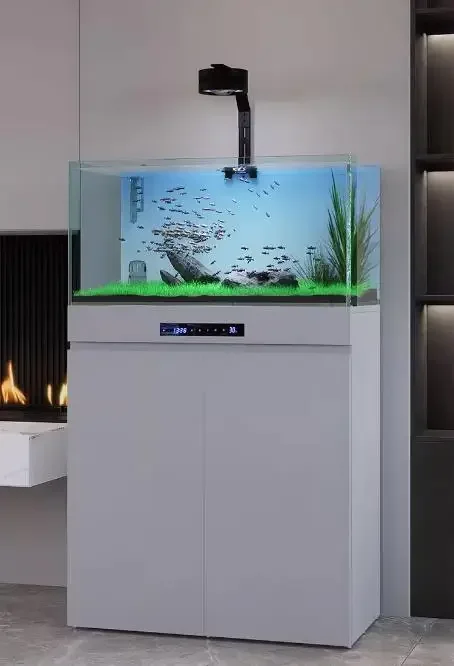 aquariumGoldfish tank living room small glass tank ecological bottom filter ultra-white smart aquarium