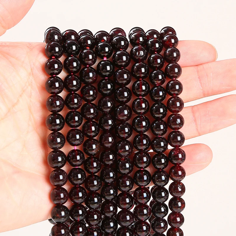 Wholesale Fine AAA+ Natural Dark Red Wine Garnet Round Loose Gemstone Beads For Jewelry Making Diy Bracelet Necklace Accessory