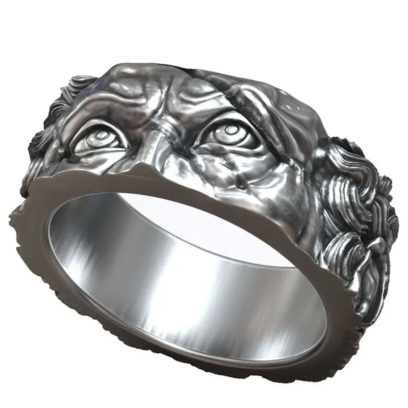 

17g Moses Head Look Sculpture Gold Ring Mens Real Customized 925 Solid Sterling Silver Rings Many Sizes 6-13