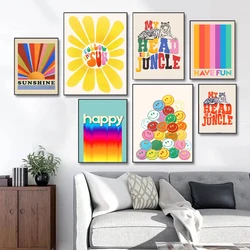 Scandinavian abstract print mural poster sunflower canvas painting wall art poster home decor living room cute wallpaper gifts