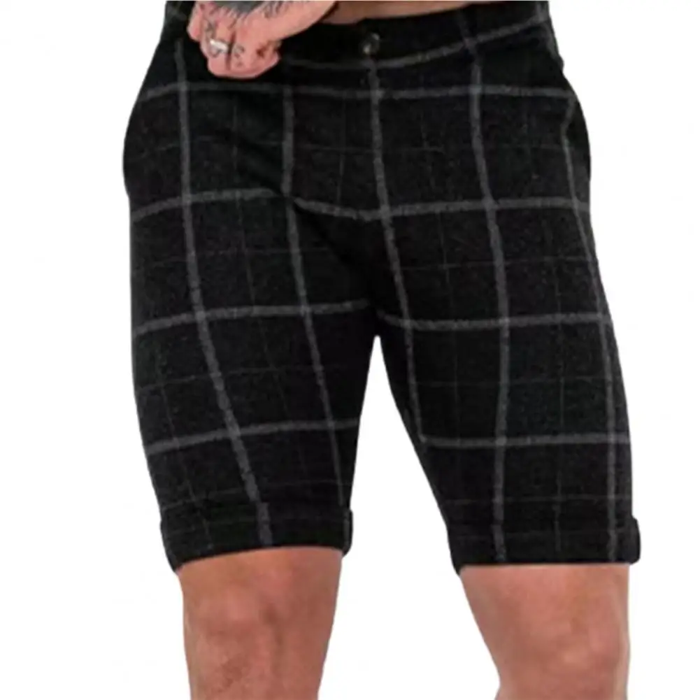 

Мужские шорты в клетку в британском стиле до колена, мужские брюки со средней талией для повседневной носки