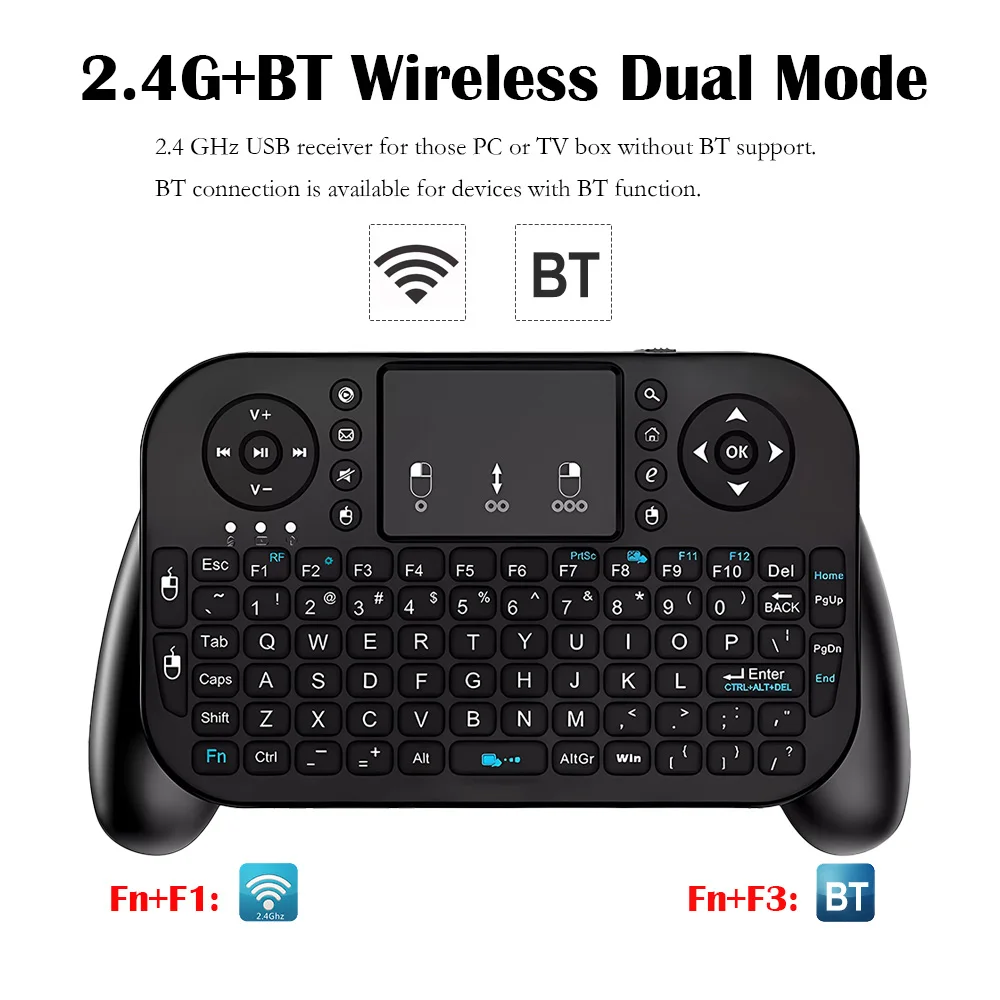 Mini tastiera wireless portatile V8 Stardard versione 2.4G Bluetooth Touchpad Air Mouse telecomando per Android TV Box