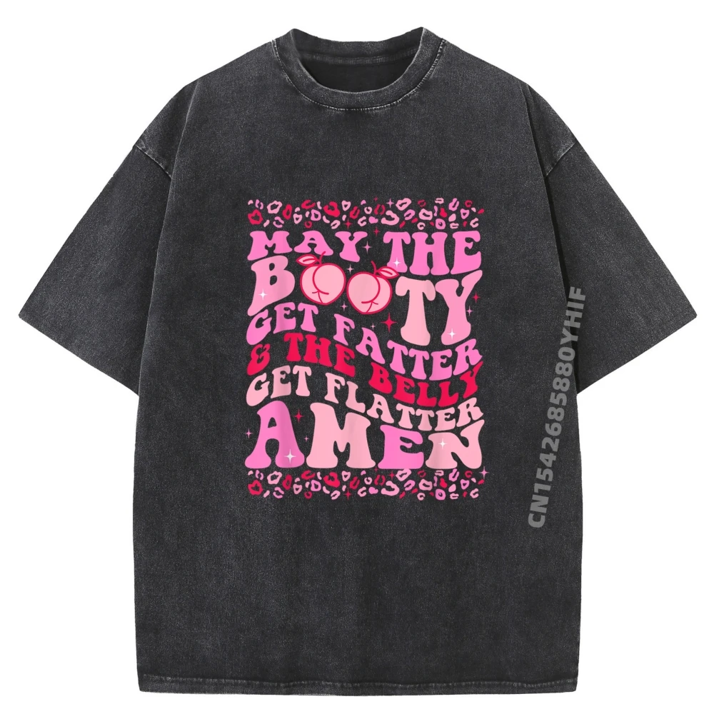 

May The Booty Get Fatter The Belly Get Flatter Amen Leopard Streetwear Mens Oversized Washed T Shirt Japan Style