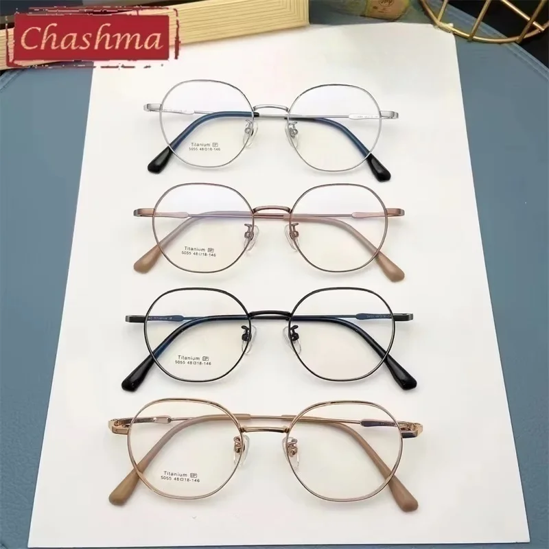 Chashma Pure Titanium Frame Teens Optical Thick Circle Eyeglass 48mm Children High End Round Flexible Light Spectacles for Women