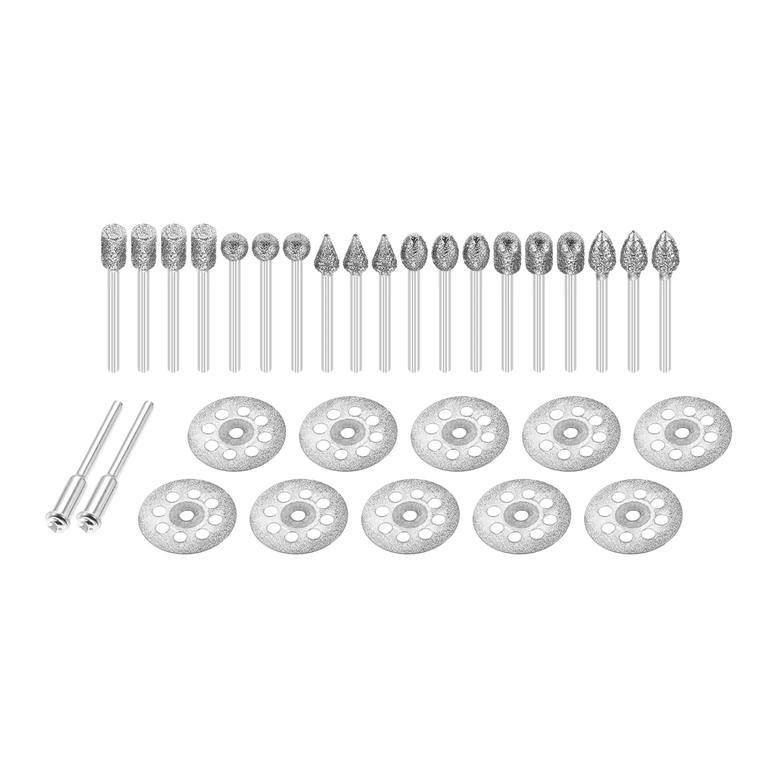 Kit de fraises diamantées avec tige de 1/8 "et roue de coupe diamantée, meuleuse, kit de coupe carrées pour outil lointain, kits de polissage, 32 pièces