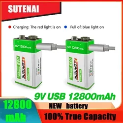 NEW 9V 12800mAh li-ion Rechargeable battery Micro USB Batteries 9 v lithium for Multimeter Microphone Toy Remote Control KTV use