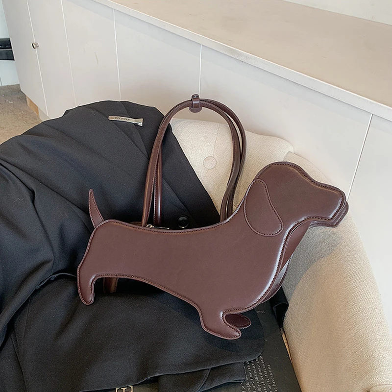 

Novelty Cartoon Dog Shaped Armpit Purses Unique PU Leather Handbag Solid Designer Bag Funny Shoulder Bags Kawaii Girls Tote Bags