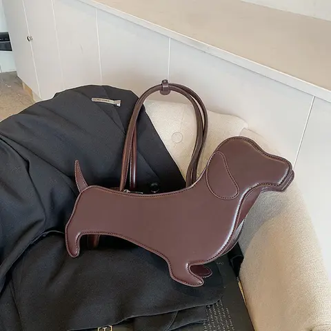 참신 만화 개 모양의 겨드랑이 지갑 독특한 PU 가죽 핸드백 솔리드 디자이너 가방 재미 있은 어깨 가방 Kawaii Girls Tote Bags