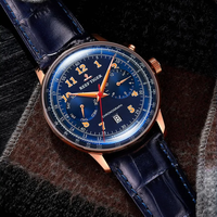 Reef Tiger Men Chronograph Watch 44mm Automatic Mechanical Wristwatch Luminous Sapphire Multi-Dial Month Week Date RGA9122